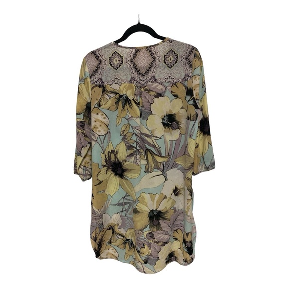 Anthropologie Fig and Flower Floral Hi/Lo Front Placket Tunic Split Sides M - Picture 9 of 15